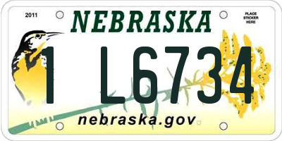 NE license plate 1L6734