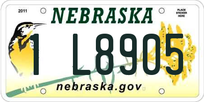 NE license plate 1L8905