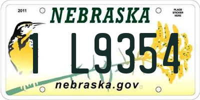NE license plate 1L9354