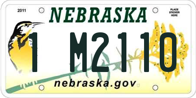 NE license plate 1M2110