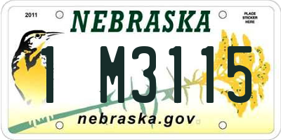 NE license plate 1M3115