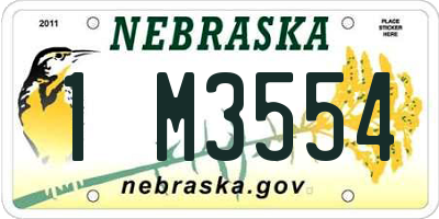 NE license plate 1M3554