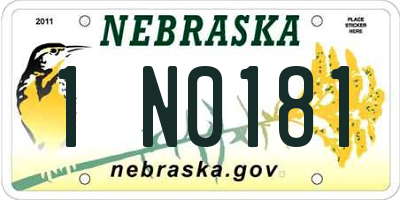 NE license plate 1N0181