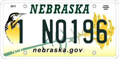 NE license plate 1N0196