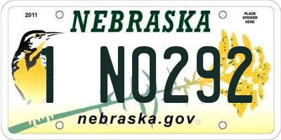 NE license plate 1N0292