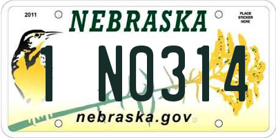 NE license plate 1N0314