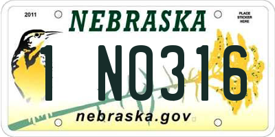 NE license plate 1N0316