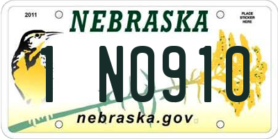 NE license plate 1N0910