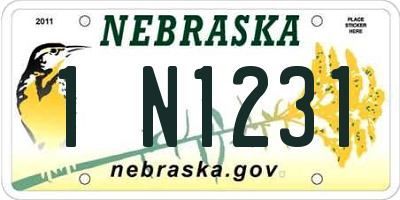 NE license plate 1N1231