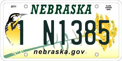 NE license plate 1N1385