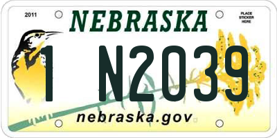 NE license plate 1N2039