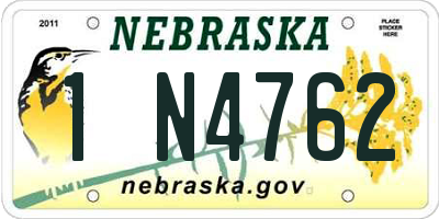 NE license plate 1N4762