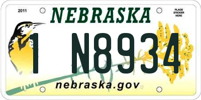 NE license plate 1N8934