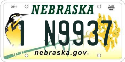 NE license plate 1N9937