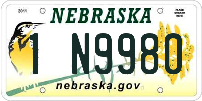 NE license plate 1N9980