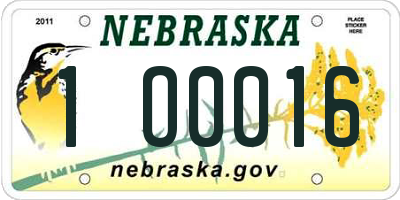 NE license plate 1O0016