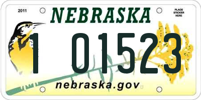 NE license plate 1O1523