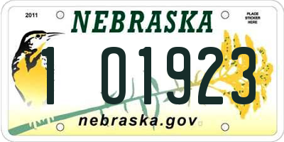NE license plate 1O1923