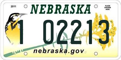 NE license plate 1O2213