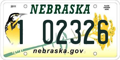 NE license plate 1O2326
