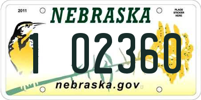 NE license plate 1O2360
