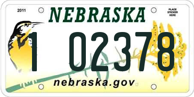 NE license plate 1O2378