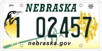 NE license plate 1O2457