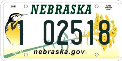 NE license plate 1O2518