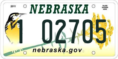 NE license plate 1O2705