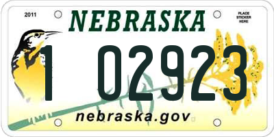 NE license plate 1O2923
