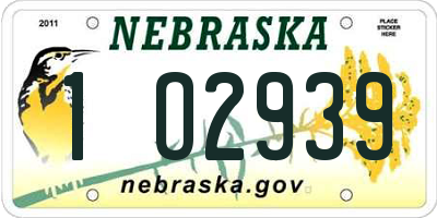 NE license plate 1O2939