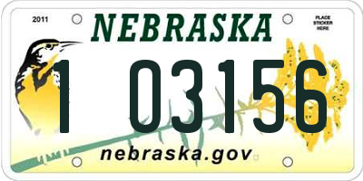 NE license plate 1O3156
