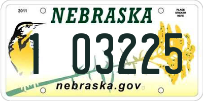 NE license plate 1O3225