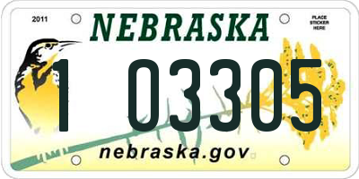 NE license plate 1O3305