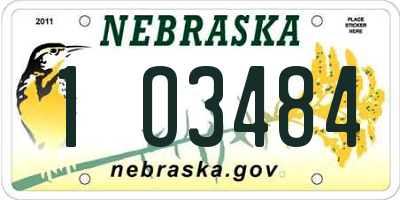 NE license plate 1O3484
