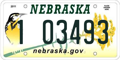 NE license plate 1O3493