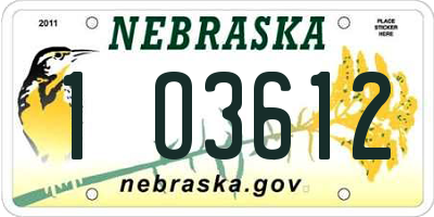 NE license plate 1O3612