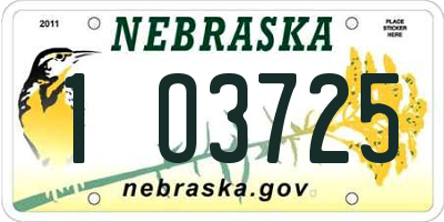 NE license plate 1O3725