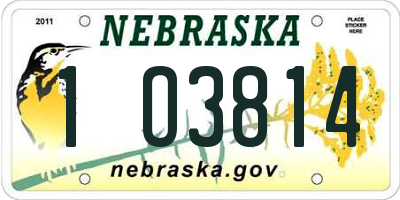 NE license plate 1O3814