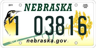 NE license plate 1O3816