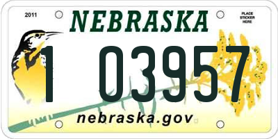 NE license plate 1O3957