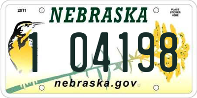 NE license plate 1O4198