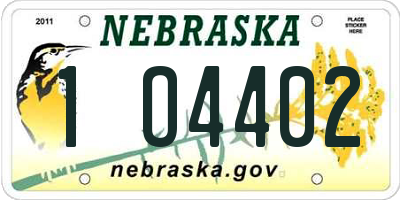 NE license plate 1O4402
