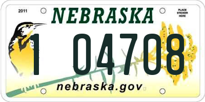 NE license plate 1O4708