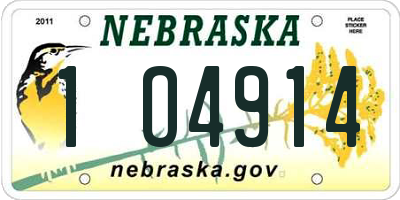 NE license plate 1O4914