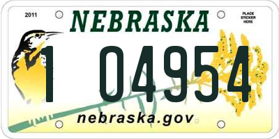NE license plate 1O4954