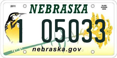 NE license plate 1O5033