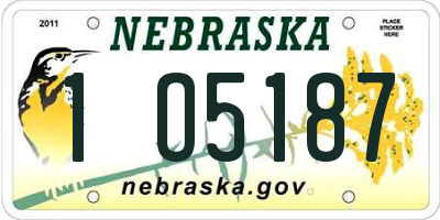 NE license plate 1O5187