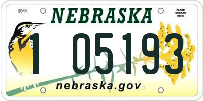 NE license plate 1O5193