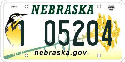 NE license plate 1O5204
